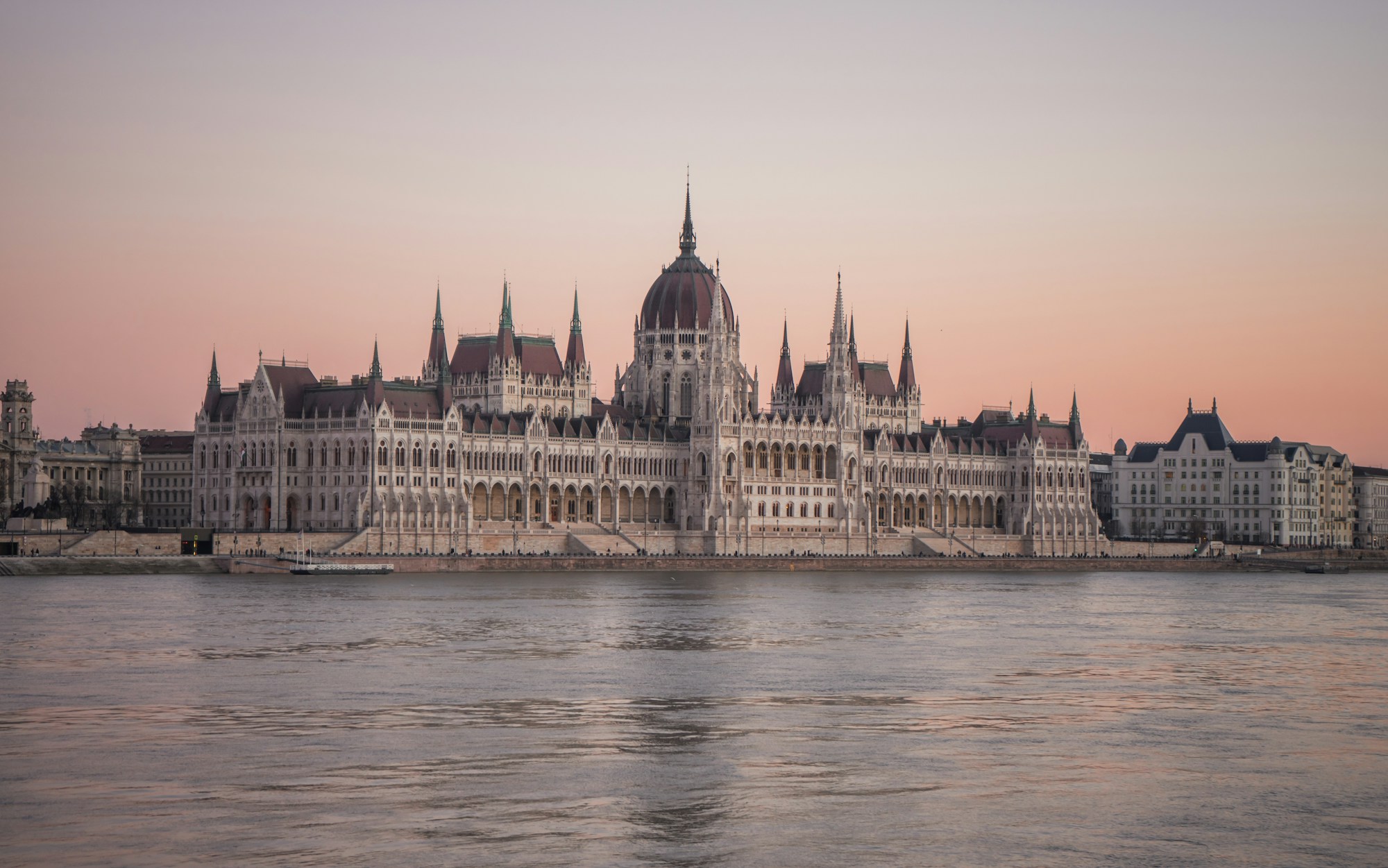 Hungarian Parliament beside the Danube in Budapest
